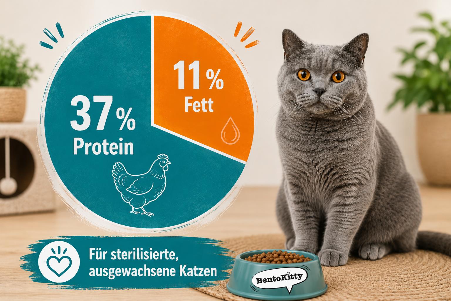 Katzentrockenfutter Huhn für sterilisierte Katzen