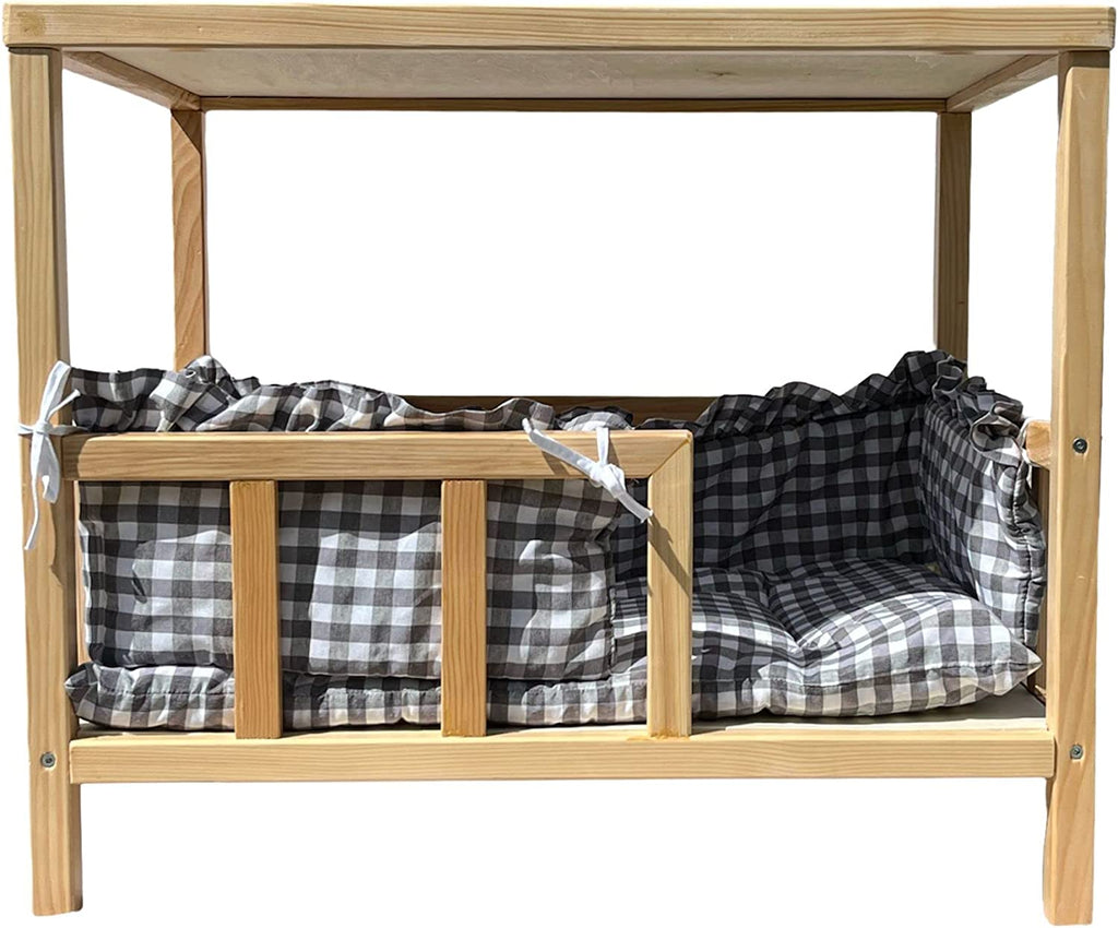 Katzenbett aus Buche Massivholz mit waschbarem Kissen und gepolsterter Umrandung, stabiler Schlafplatz